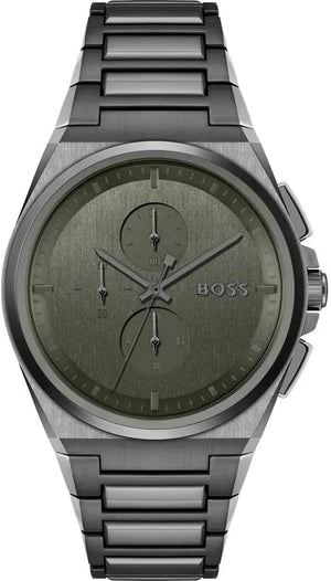 Hugo Boss Steer Chronograph Grey Dial Grey Steel Strap Watch For Men - 1514045 Buy Now By Hugo Boss