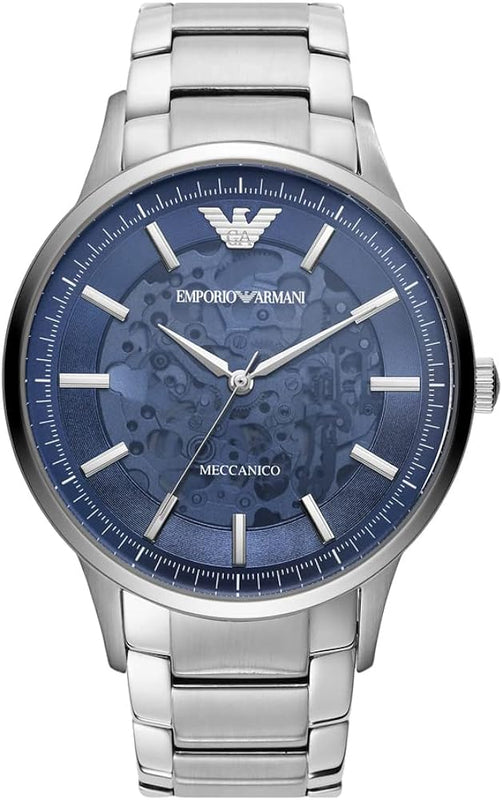 Emporio Armani Renato Automatic Blue Dial Silver Steel Strap Watch For Men - AR60037 Buy Now By Emporio Armani