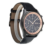 Hugo Boss Grand Prix Chronograph Black Dial Black Leather Strap Watch for Men - 1513550 Buy Now By Hugo Boss