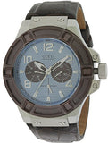 Guess Rigor Analogue Quartz Blue Dial Brown Leather Strap Watch For Men - W0040G10 Buy Now By Guess