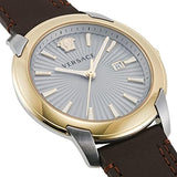 Versace V-Urban Quartz Grey Dial Brown Leather Strap Watch for Men - VELQ00219 Buy Now By Versace