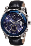 Guess Pinnacle Chronograph Quartz Blue Dial Black Leather Strap Watch For Men - W0673G4 Buy Now By Guess