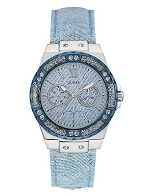 Guess Limelight Quartz Blue Dial Blue Leather Strap Watch For Men - W0775l1 Buy Now By Guess
