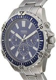 Fossil Garrett Chronograph Blue Dial Silver Steel Strap Watch for Men - FS5623 Buy Now By Fossil