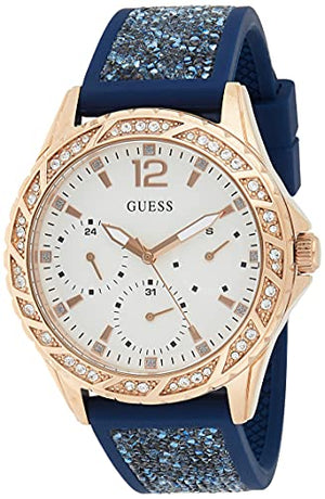 Guess Swirl Analog Quartz White Dial Blue Rubber Strap Watch for Women - W1096L4 Buy Now By Guess