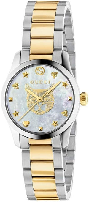 Gucci G Timeless Quartz Mother of Pearl Dial Two Tone Steel Strap Watch For Women - YA1265012 Buy Now By Gucci
