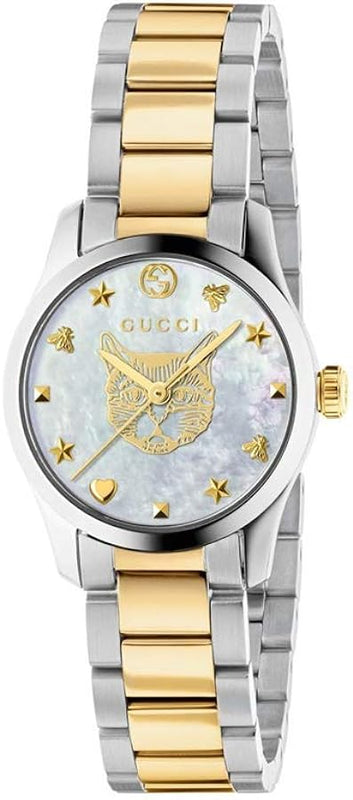 Gucci G Timeless Quartz Mother of Pearl Dial Two Tone Steel Strap Watch For Women - YA1265012 Buy Now By Gucci