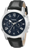 Fossil Grant Chronograph Blue Dial Black Leather Strap Watch for Men - FS4990 Buy Now By Fossil