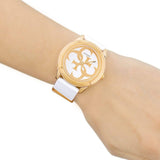 Guess G Twist White & Gold Dial White Silicone Strap Watch For Women - W0911L5 Buy Now By Guess
