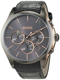 Hugo Boss Onyx Grey Dial Black Leather Strap Watch for Men - 1513366 Buy Now By Hugo Boss