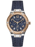 Guess Jet Setter Analog Blue Dial Blue Denim Strap Watch For Women - W0289L1 Buy Now By Guess