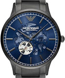Emporio Armani Renato Automatic Blue Dial Grey Steel Strap Watch For Men - AR60056 Buy Now By Emporio Armani