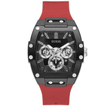 Guess Phoenix Multifunction Black Dial Red Rubber Strap Watch for Men - GW0203G4 Buy Now By Guess