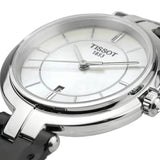 Tissot T Lady Flamingo Mother of Pearl White Dial Black Leather Strap Watch for Women - T094.210.16.111.00 Buy Now By Tissot