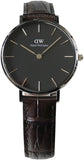 Daniel Wellington Classic Petite York Black Dial Brown Leather Strap Watch For Women - DW00100182 Buy Now By Daniel Wellington