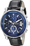 Guess Pinnacle Chronograph Quartz Blue Dial Black Leather Strap Watch For Men - W0673G4 Buy Now By Guess