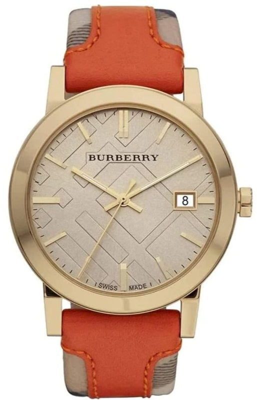 Burberry The City Gold Dial Orange Leather Strap Watch for Women - BU9016 Buy Now By Burberry