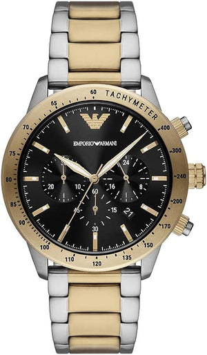 🎁 Emporio Armani Analog Chronograph Black Dial Two Tone Steel Strap Watch For Men - AR11521 (100% off) Authentic Buy Shop Now