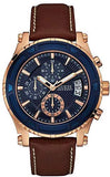 Guess Pinnacle Chronograph Quartz Blue Dial Brown Leather Strap Watch For Women - W0673G3 Buy Now By Guess