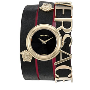 Versace V-Flare Quartz Black Dial Black Leather Strap Watch for Women - VEBN00218 Buy Now By Versace