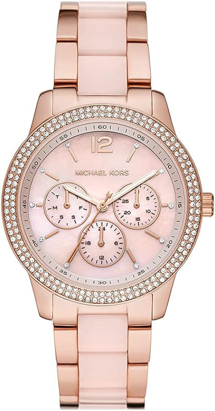 Michael Kors Tibby Chronograph Rose Gold Dial Two Tone Steel Strap Watch For Women - MK6828 Buy Now By Michael Kors