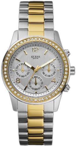 Guess Mini Spectrum Analog Silver Dial Two Tone Steel Strap Watch For Women - W0122L2 Buy Now By Guess