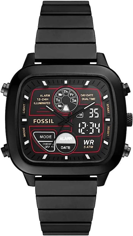 Fossil Retro Analog-Digital Black Dial Black Steel Strap Watch for Men - FS5891 Buy Now By Fossil