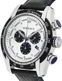 Versace V-Ray Quartz Silver Dial Black Leather Strap Watch for Men - VDB010014 Buy Now By Versace