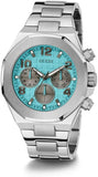Guess Empire Chronograph Quartz Sky Blue Dial Silver Steel Strap Watch For Men - GW0489G3 Buy Now By Guess