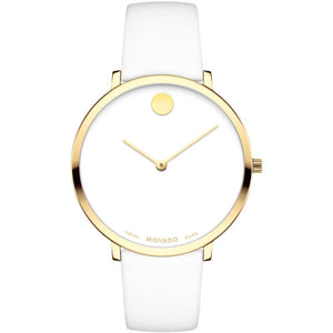 Movado 70th Anniversary Limited Edition White Dial White Leather Strap Watch For Women - 0607138 Buy Now By Movado
