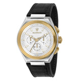 Maserati Triconic Chronograph White Dial Black Leather Strap Watch For Men - R8871639004 Buy Now By Maserati