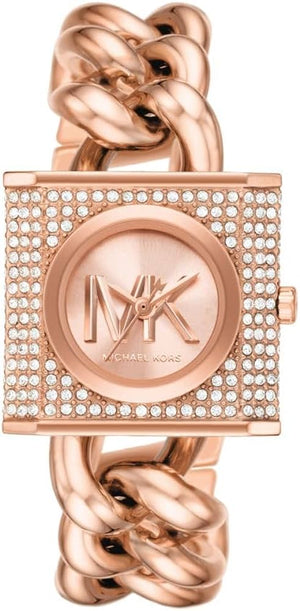 Michael Kors Chain Lock Three-Hand Rose Gold Dial Rose Gold Steel Strap Watch for Women - MK4827 Buy Now By Michael Kors