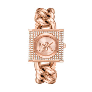 Michael Kors Chain Lock Three-Hand Rose Gold Dial Rose Gold Steel Strap Watch for Women - MK4827 Buy Now By Michael Kors