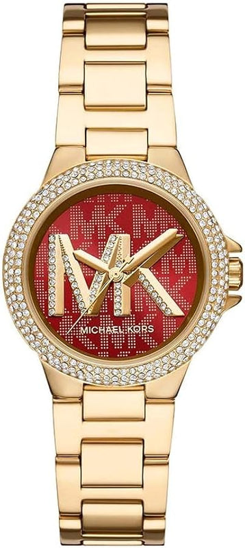 Michael Kors Camille Analog Red Dial Gold Steel Strap Watch For Women - MK7196 Buy Now By Michael Kors