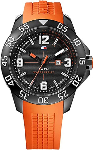 Tommy Hilfiger Cole Black Dial Orange Rubber Strap Watch for Men - 1790985 Buy Now By Tommy Hilfiger
