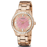 Guess Glitter Diamonds Pink Dial Rose Gold Steel Strap Watch for Women - GW0405L3 Buy Now By Guess