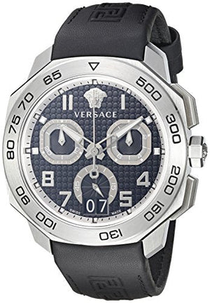Versace Dylos Analog Black Dial Black Leather Strap Watch for Men - VQC010015 Buy Now By Versace