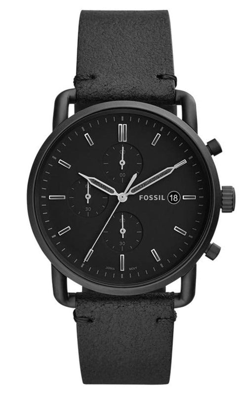 Fossil Commuter Black Dial Black Leather Strap Watch for for Men - FS5504 Buy Now By Fossil