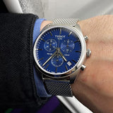 Tissot PR 100 Chronograph Blue Dial Silver Mesh Bracelet Watch for Men - T101.417.11.041.00 Buy Now By Tissot