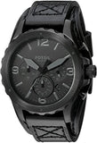 Fossil Nate Chronograph Black Dial Black Leather Strap Watch for Men - JR1510 Buy Now By Fossil