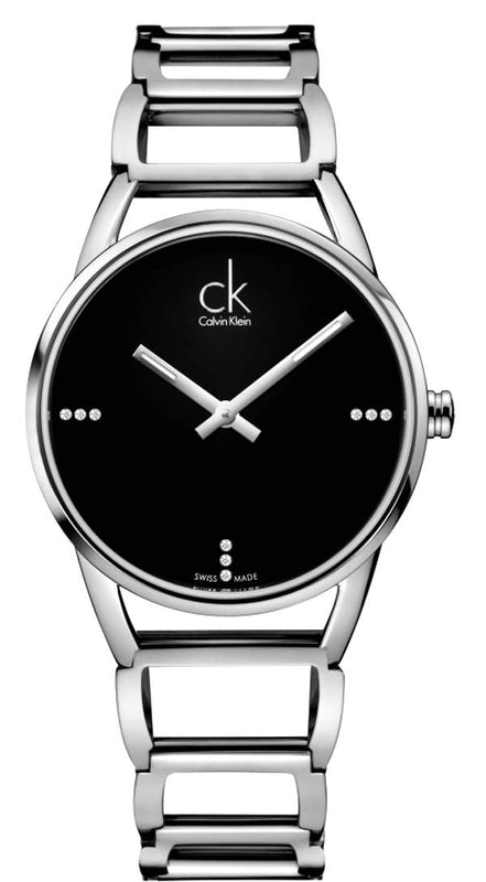 Calvin Klein Stately Black Dial Silver Steel Strap Watch for Women - K3G2312S Buy Now By Calvin Klein