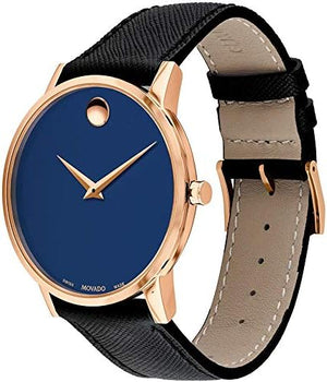 Movado Museum Sport Blue Dial Black Leather Strap Watch for Men - 0607266 Buy Now By Movado