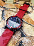 Burberry The City Chronograph Black Dial Red Rubber Strap Watch For Men - BU9805 Buy Now By Burberry