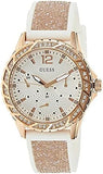 Guess Swirl Quartz Silver Dial White Rubber Strap Watch For Women - W1096l2 Buy Now By Guess