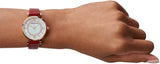 Emporio Armani Gianni T-Bar Analog Mother of Pearl Dial Red Leather Strap Watch For Women - AR11322 Buy Now By Emporio Armani