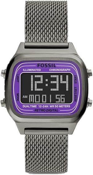 Fossil Retro Digital Purple Dial Grey Mesh Strap Watch for Men - FS5888 Buy Now By Fossil