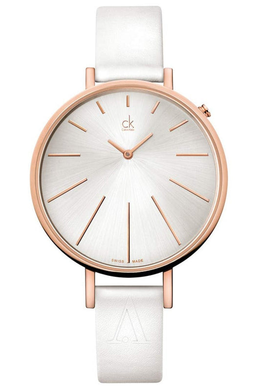 Calvin Klein Equal Silver Dial White Leather Strap Watch for Women - K3E236L6 Buy Now By Calvin Klein