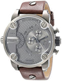 Diesel Little Daddy SBA Small Sized Grey Dial Brown Leather Strap Watch For Men - DZ7258 Buy Now By Diesel