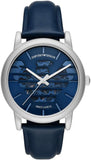 Emporio Armani Luigi Automatic Blue Dial Blue Leather Strap Watch For Men - AR60030