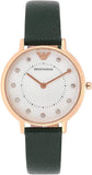 Emporio Armani Kappa Mother of Pearl Dial Black Leather Strap Watch For Women - AR80011 Buy Now By Emporio Armani